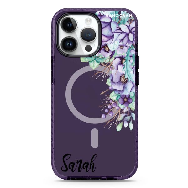 Purple Floral iPhone 14 Pro MagSafe Compatible Durashock Case Online Hot Sale