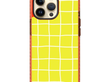 Yellow Checked Pattern iPhone 14 Pro Durashock Case For Cheap