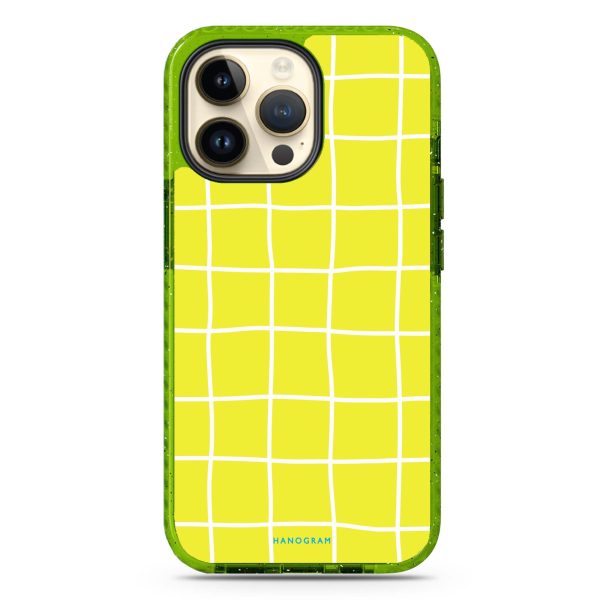 Yellow Checked Pattern iPhone 14 Pro Durashock Case For Cheap