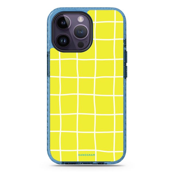 Yellow Checked Pattern iPhone 14 Pro Durashock Case For Cheap