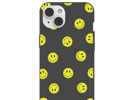 Black Smiley iPhone 14 Case with MagSafe Module For Sale