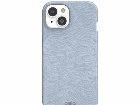 Powder Blue Ebb and Flow iPhone 14 Case with MagSafe Module Online Sale