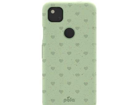 Sage Green Hearts Google Pixel 4a Case Cheap